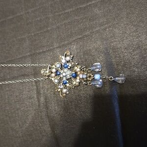 F.A.I.T.H. Co. Silver Tone with Blue , White and Lavender Pearls, Stones…